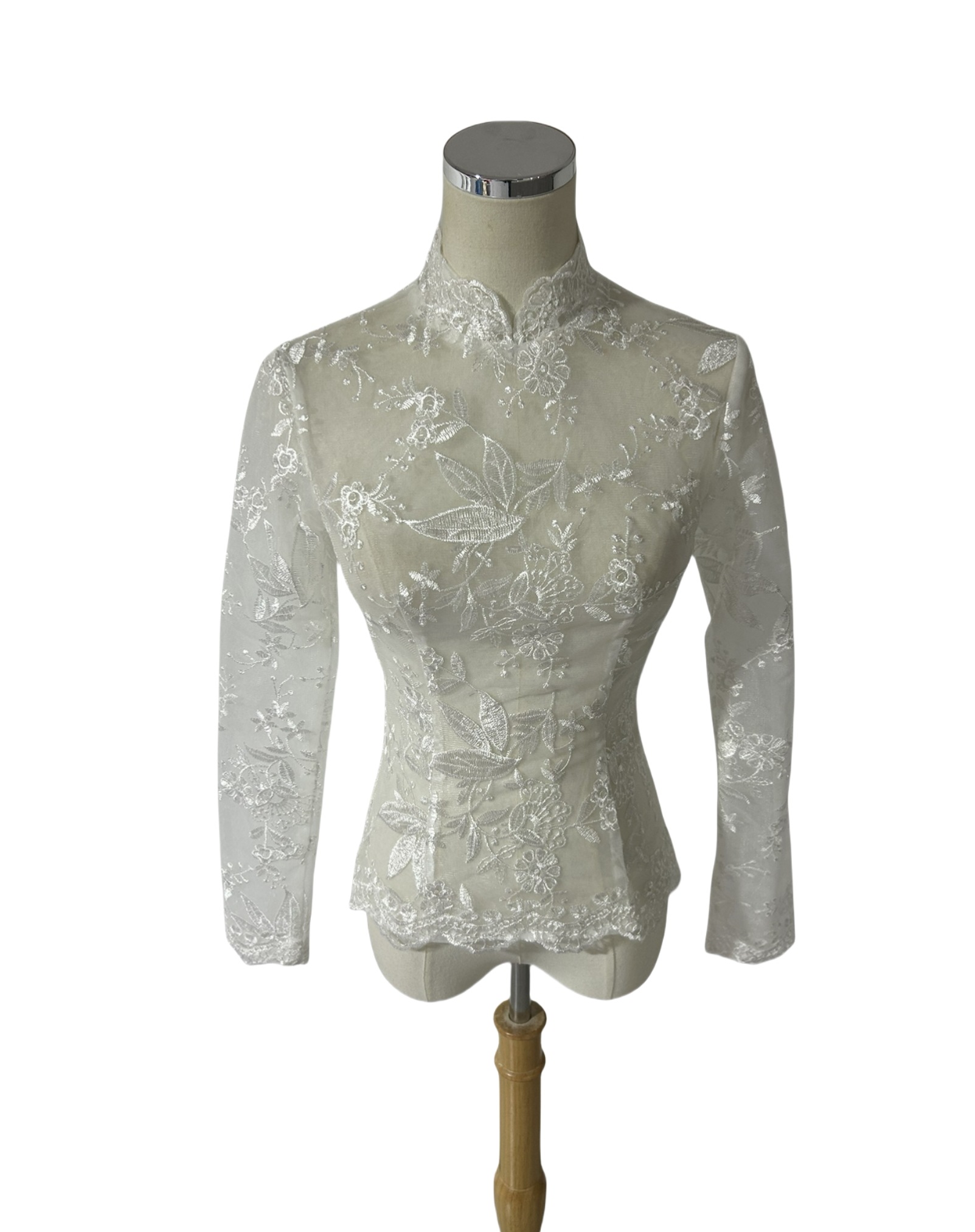 ボレロ ハイネック 長袖 エレガントレース ファスナー 花嫁/ウェディングドレス