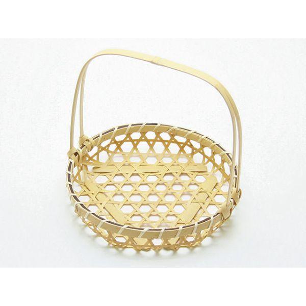 竹資材 竹かご 竹かご 百合竹手付 白(中) 神堂 10枚