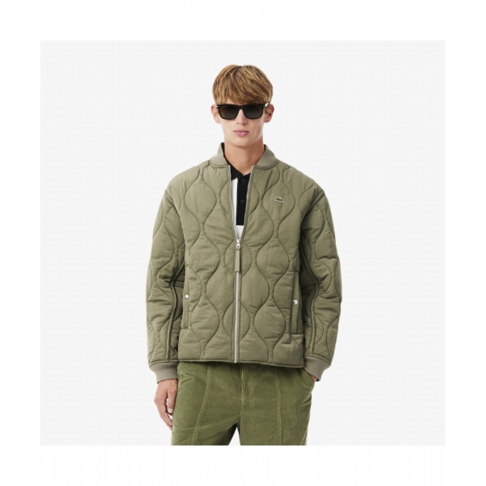 LACOSTE メンズキルトブルゾン [カーキ]