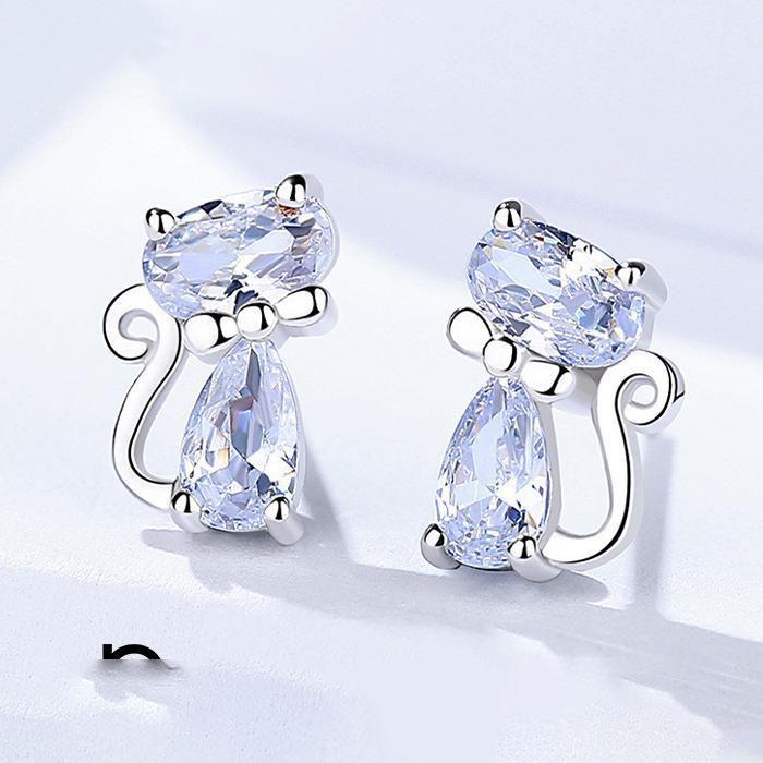 ピアス レディース 猫 ねこピアス 子猫 ネコ かわいい プラチナ仕上げ シルバー925 人気 友達 女性 彼女 友人 母の日ギフト