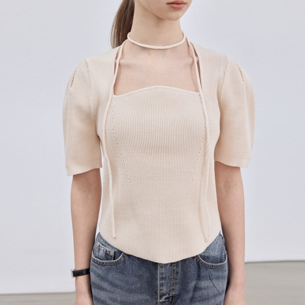 [リアーナニューヨーク] スクエアタイストリングニット_クリーム 13,311円