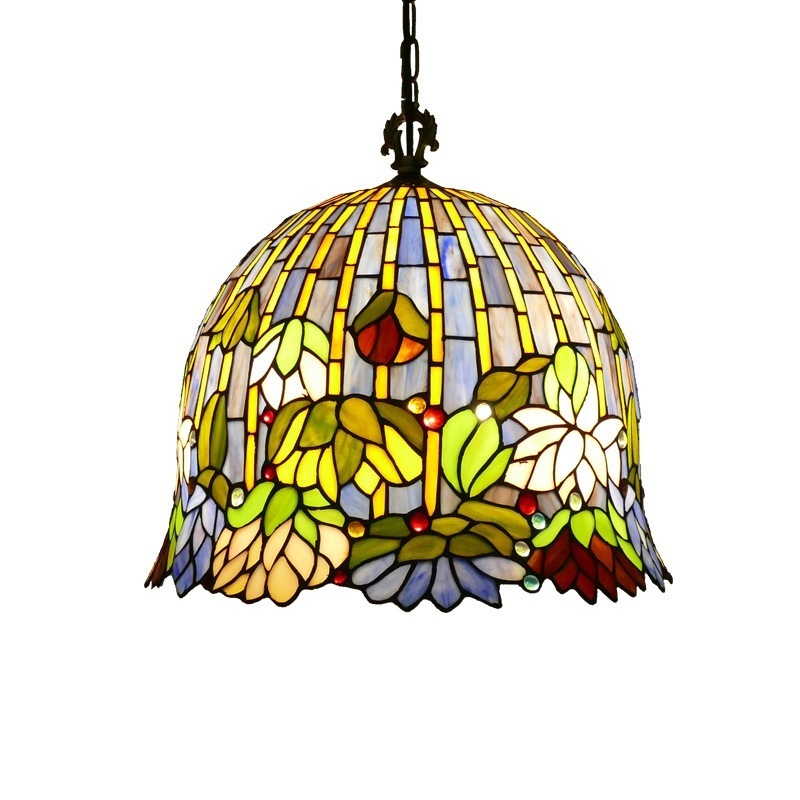 大型リビングシャンデリア直径40 cm手描きガラスランプカバー