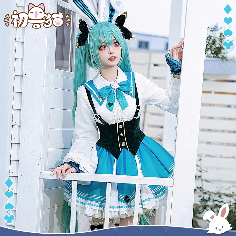 初獣猫コスメー初音cos服女装三月兎コスプレミクワンピースlolita