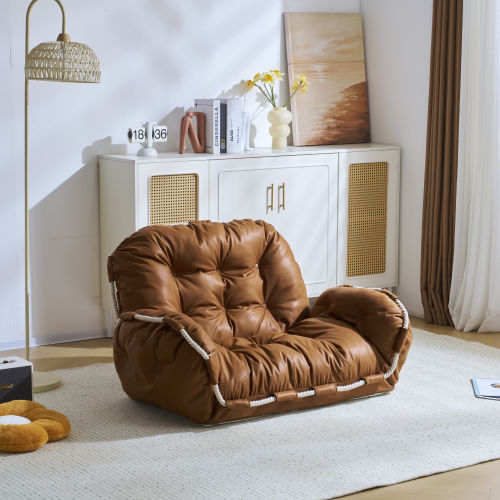 ソファ 1人掛け　ローソファー リクライニング コンパクト　肘付き クッション 背もたれ6段階調整 肘掛け3段階調整　フロアソファ 完成品