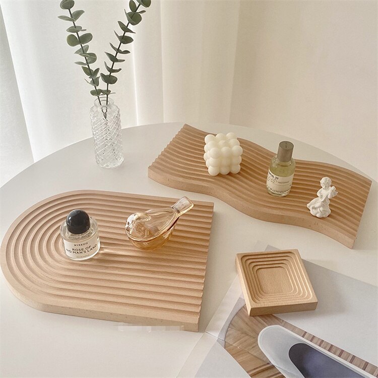 超歓迎  不規則な収納トレイの写真の小道具の木製の装飾的なデスクトップ お盆・トレー