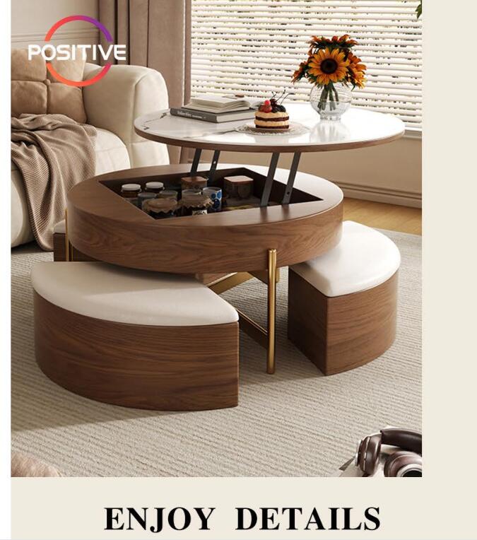 センターテーブルモダンラウンドリフトティーテーブルモダンシンプル家庭用小型多機能ロックプレート収納ティーテーブル　丸いテーブル　モダン メーカー直販