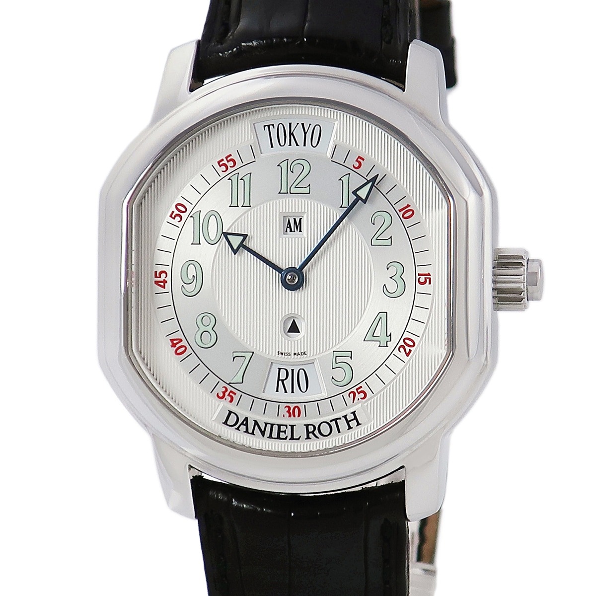 メトロポリタン 857.X.10 自動巻き メンズ AM/PM表示 シルバー アラビア ワールドタイム 3年保証