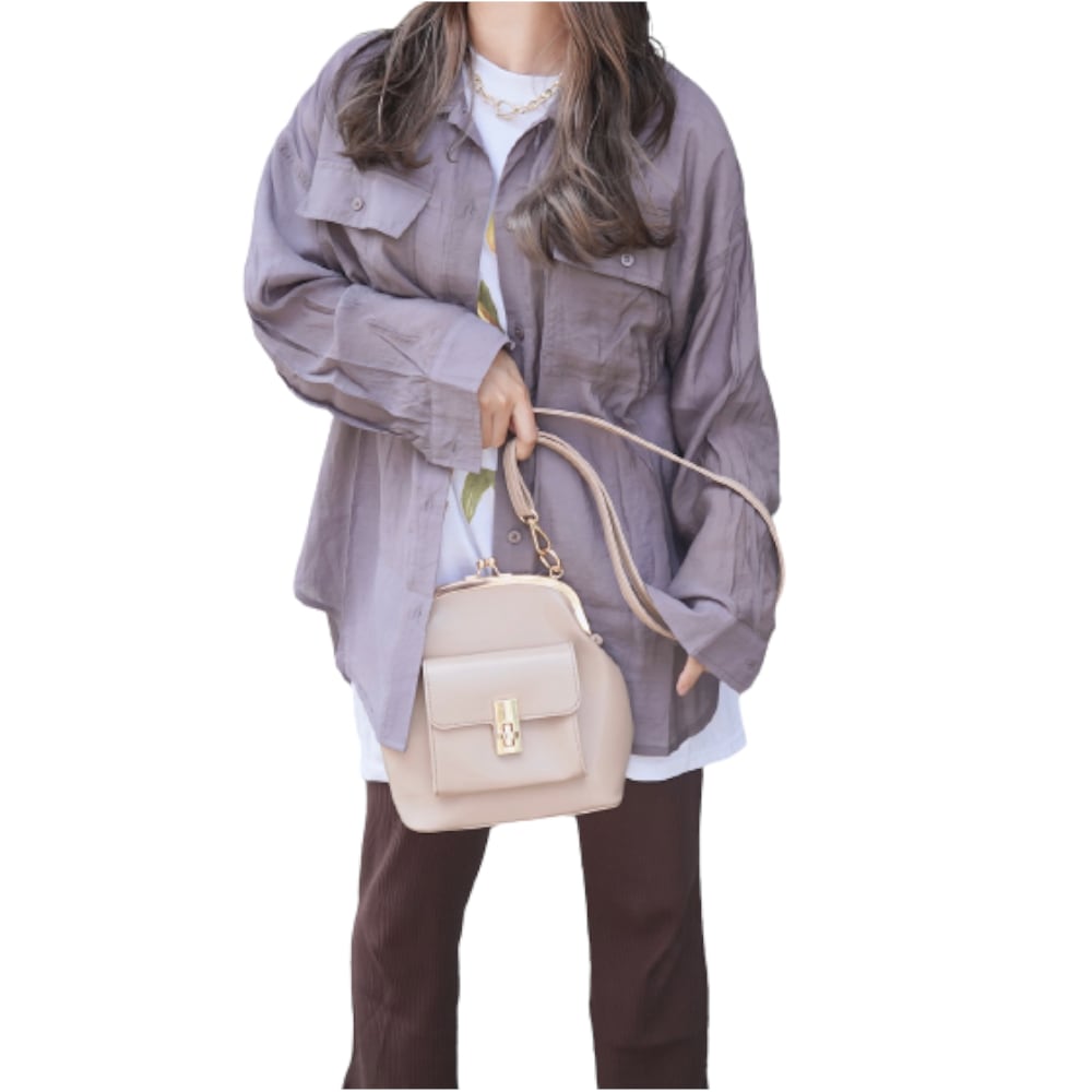 Oversized Sheer CPO Shirts (dusty lavender) A.D.G レディース トップス