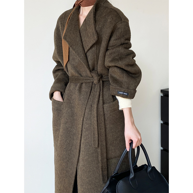ロンドンコート 90ウール 両面カシミヤコート 女性用 レトロクラシック 両面ウールコート 2289