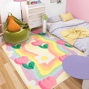 玄関マット 寝室カーペット リビングカーペット 選べる20色 ４サイズ 厚てモコモコカーペット　すべり止め付き絨毯クラシックな花柄絨毯