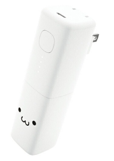 エレコム DE-AC08-5000WF モバイルバッテリー コンセント一体型 5000mAh PD 20W 出力( USB Type-C ×1) 折りたたみプラグ（しろちゃん(ホワイト×ブラック)）