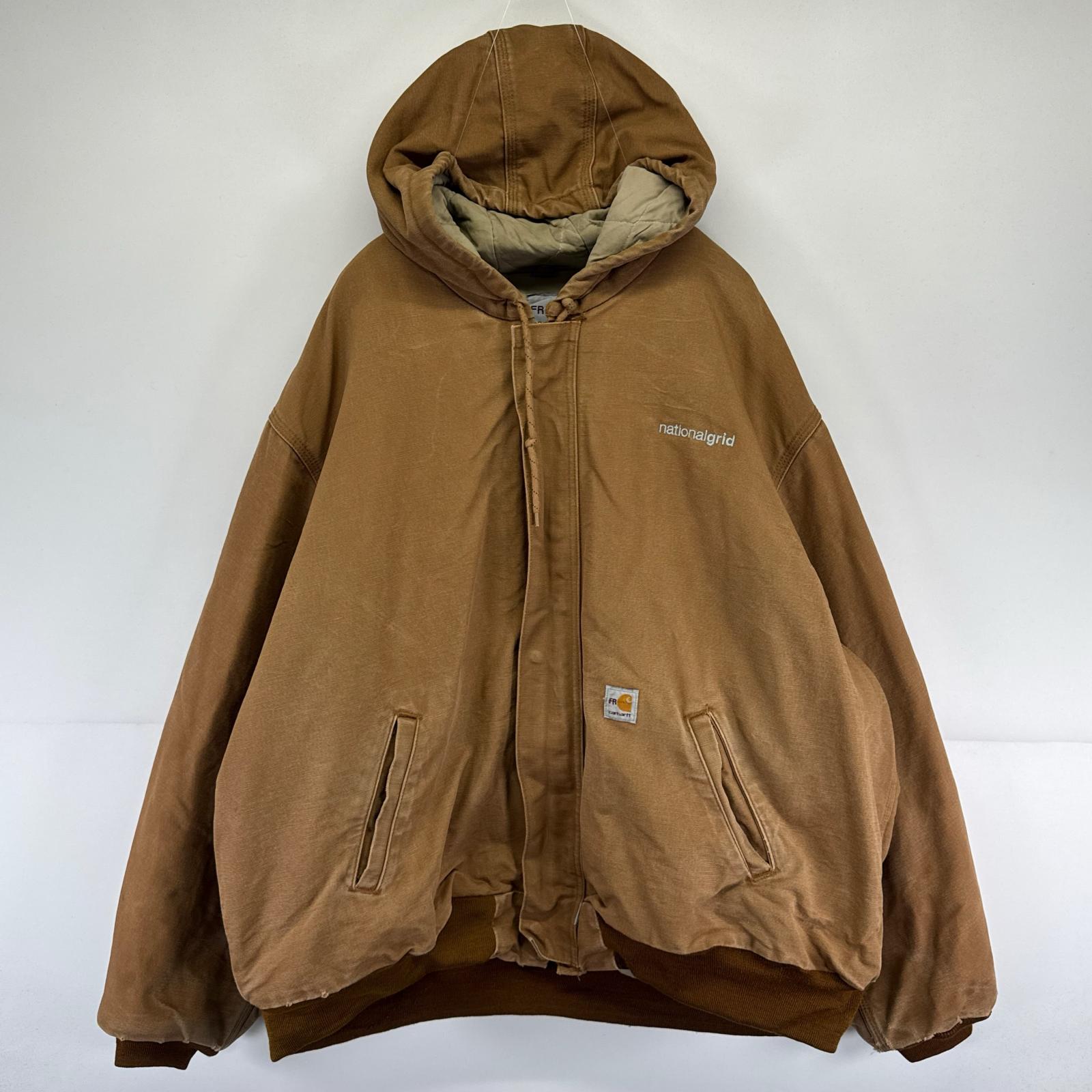 古着 USA製 ジャケット パーカー ワーク フルジップ アクティブジャケット 大きいサイズ 3XL ブラウン系 メンズ