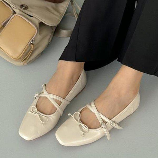 女性バレリーナフラット メリージェーンパンプス