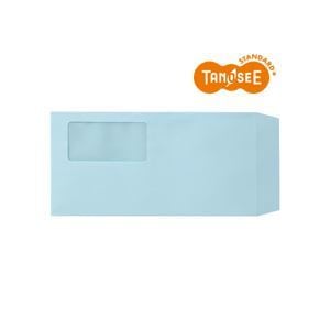 TANOSEE 窓付封筒 ワンタッチテープ付 長3 80g/m2 ブルー 業務用パック 1箱（1000枚）
