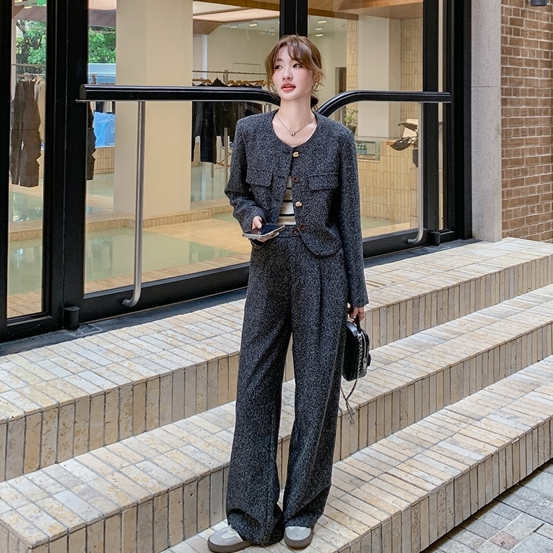 パンツスーツ セットアップ レディース ワイドパンツ ジャケット 2点セット ウエストゴム ポリエステル 上下セット ツーピース シンプル 大人 おしゃれ クール フォーマル 春 秋 冬 入学式