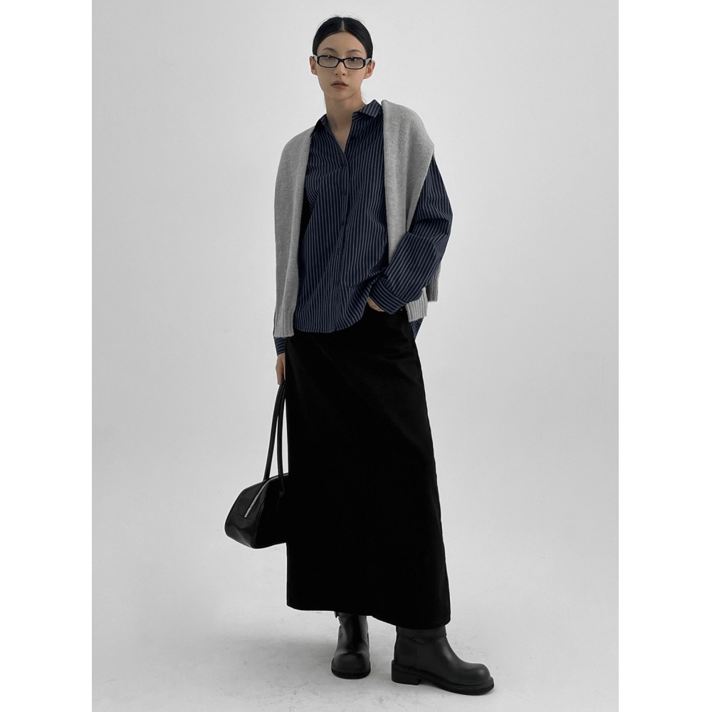 ブラックアップ Romilou スリットコットンロングスカート