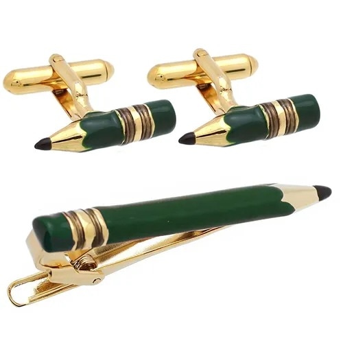 SWANK スワンク カフス ネクタイピン セット 鉛筆 グリーン ペンシル カフスボタン カフリンクス タイバー タイクリップ