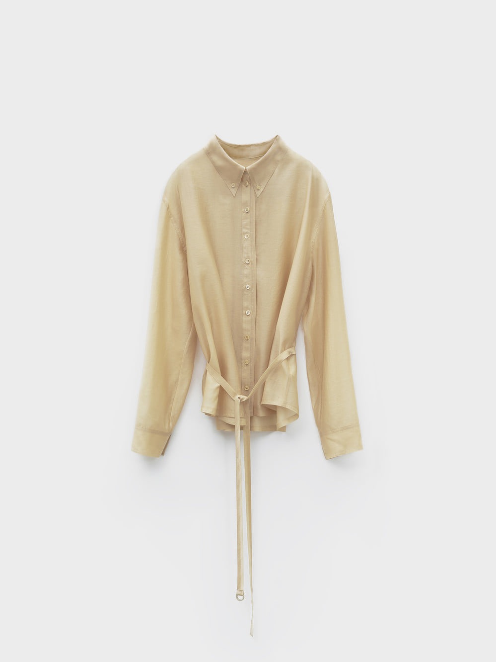 【LOW CLASSIC】 26SS SEE-THROUGH SHIRRED BACK BLOUSE : YELLOW