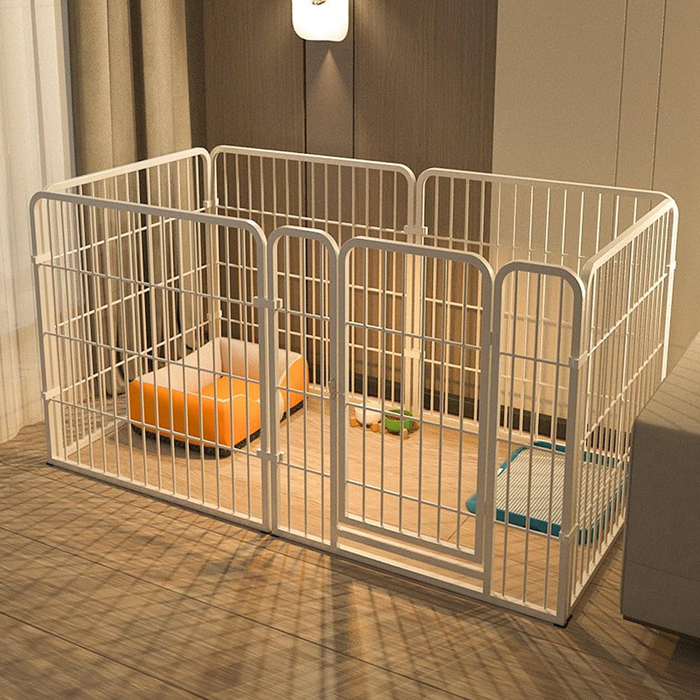 YBGGJO 犬 ペットフェンス ペットサークル サークルケージ 120×60cm 6枚 セットドア付接続式 折りたたみ 柵 置くだけ 室内室外兼用 簡単組み立て 工具不要 自立 ケージ 形組み換え可