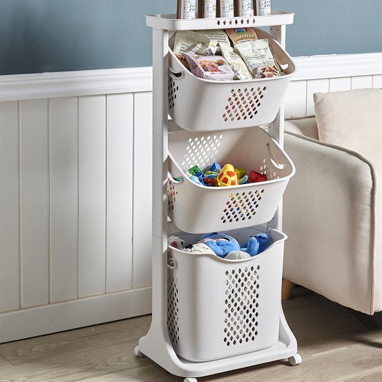 ランドリーバスケット 3段 キャスター 天板付き スリム 大容量 洗濯かご メッシュ 斜め ランドリーボックス ワゴン ランドリー収納 スリム 縦型 洗濯物 風呂
