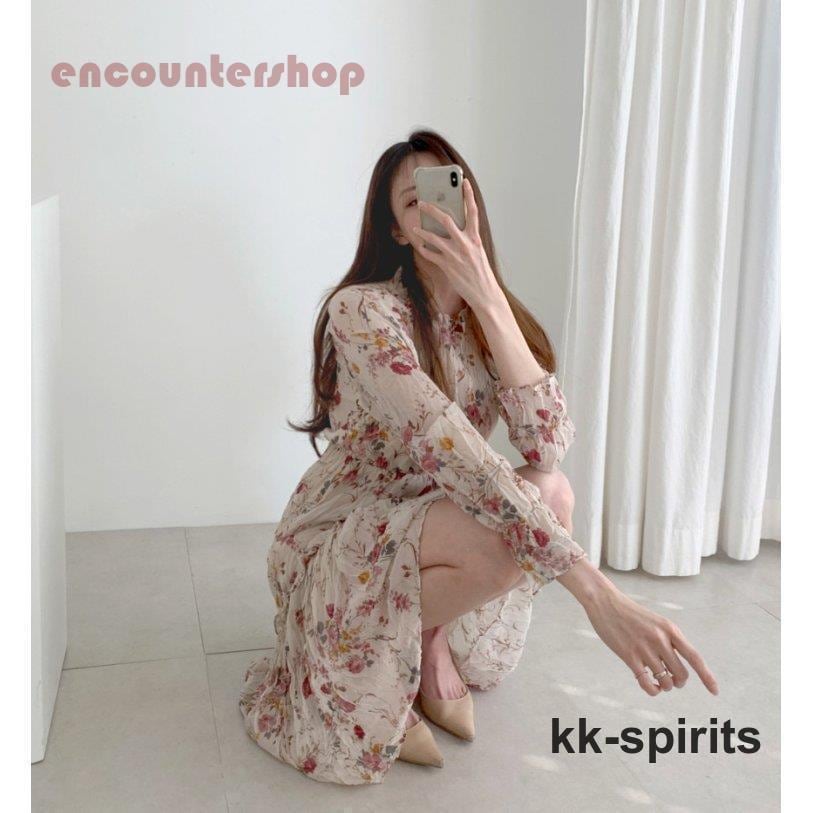 ワンピース レディース ワンピース キレイめ 膝丈ワンピース 春 長袖 シフォンワンピ 花柄 ロング丈ワンピ オシャレ ワンピース 通勤 着痩せ