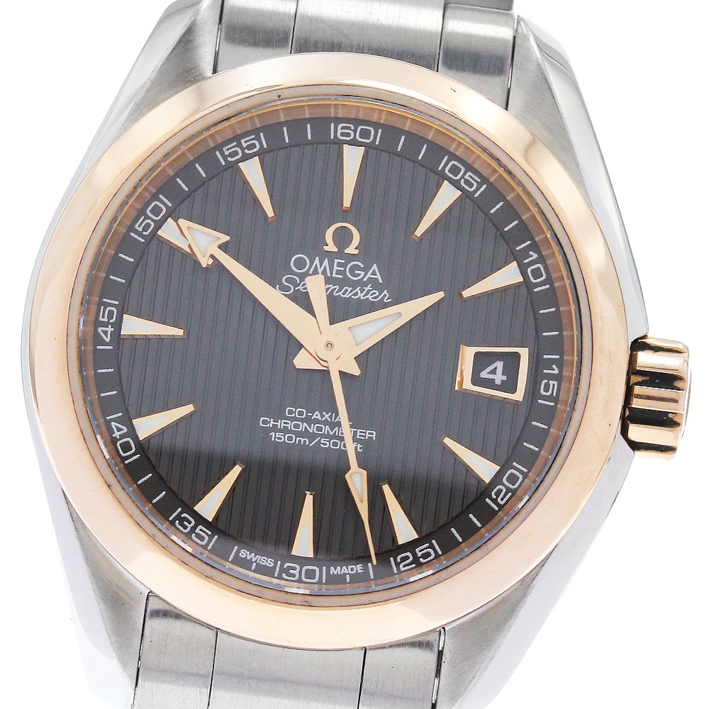 オメガ OMEGA 231.20.30.20.06.003 シーマスター アクアテラ 150M K18PGベゼル デイト 自動巻き レディース 良品 _878023【中古】