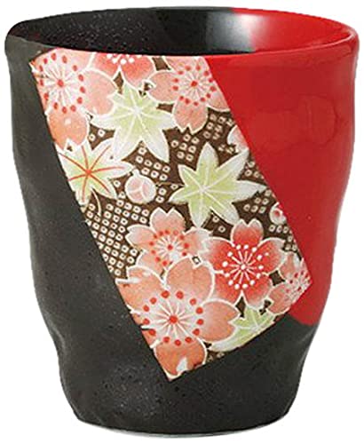 10個セット赤友禅 コップ [ 7.7 x 8.7cm 260cc 195g ] 【 長湯呑 】 【 寿司屋 居酒屋 料亭 旅館 和食器 飲食店 業務用 】