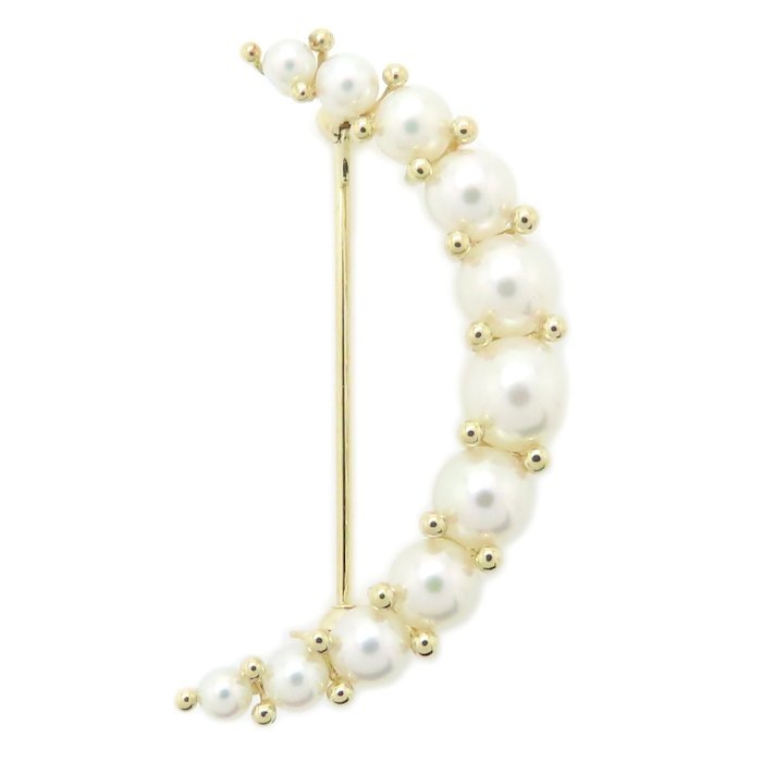 三日月モチーフ パール ブローチ 真珠 K18YG イエローゴールド レディース/294812【中古】