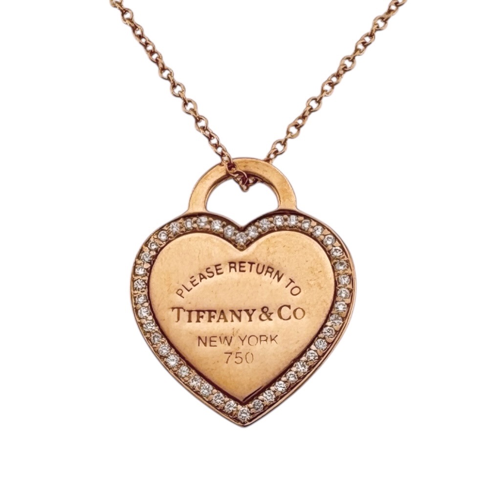 ティファニー リターントゥハートタグ ネックレス 18金 K18ピンクゴールド ダイヤモンド TIFFANY&Co. 中古 美品 110,000円