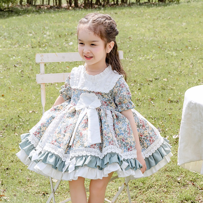 子供ドレス 女の子 ベビー 花柄 半袖ドレス 可愛い プリンセスドレス