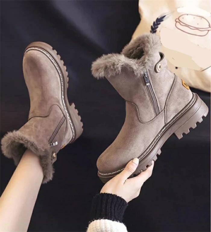 ムートンブーツ レディース ショートブーツ ファーブーツ 内ボア フラットヒール シューズ ローヒール 痛くない 防滑 保温 防寒 あたたかい 靴 黒 ブラック