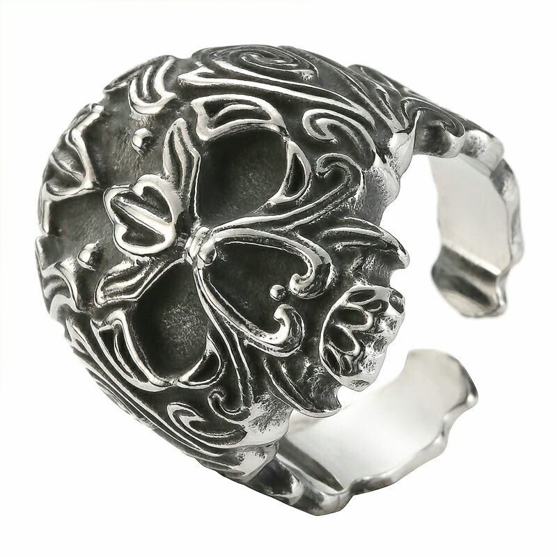 タトゥスカルステンレスリング（LRC408） 指輪 フリーサイズ 髑髏 ドクロ 男性 彼氏 父の日