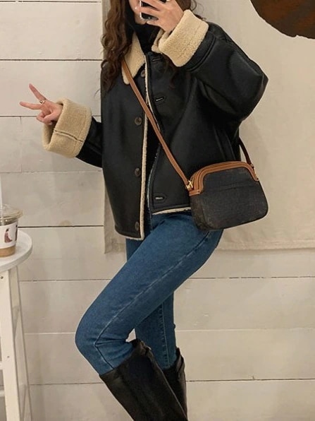 アウター レディース スエード ムートン ジャケット 袖あり ショート丈 長袖 襟 ボタン スリム 細身 ストレート もこもこ ふわふわ かわいい 大人可愛い カジュアル 大人 おしゃれ 大人女子