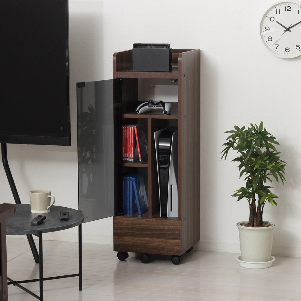 クロシオ ゲーム機ラック キャスター付き(ブラウン) 25237クロシオ