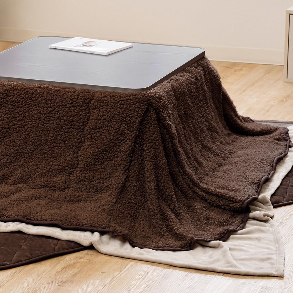 [アイリスプラザ] こたつ掛布団 モカブラウン [適応こたつ天板]最大80×80cm