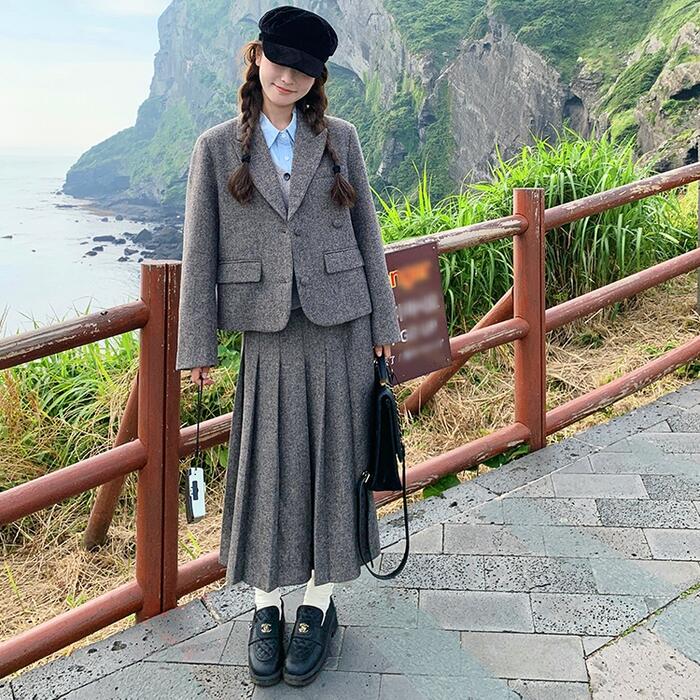 入学式 ママスーツ レディース ジャケット スカート ミモレ丈 卒業式 母 卒園式 入園式 セレモニー 七五三 お宮参り 母親 長袖 カジュアル セットアップ スーツ テーラード プリーツ 2点セット