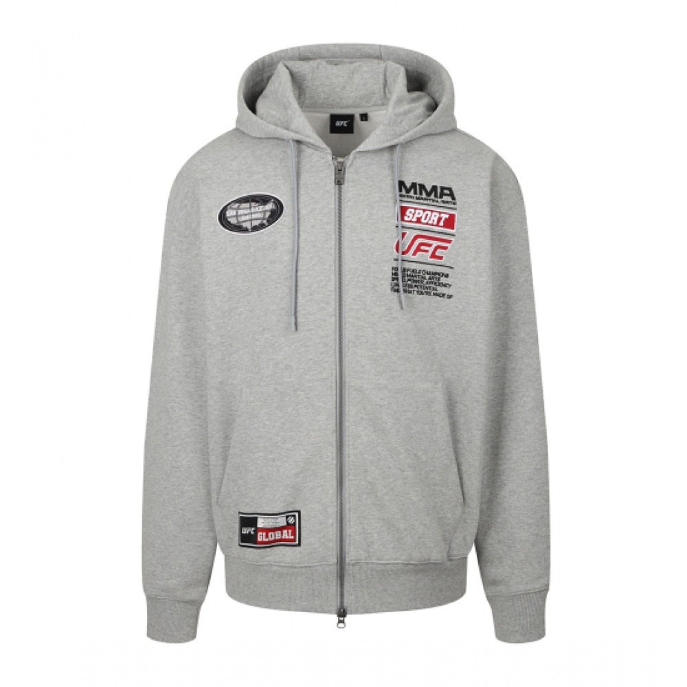 UFC スポーツ UFC チャンプスポーンオーバーフィットパーカージップアップメランジグレー U2HDX1306MG