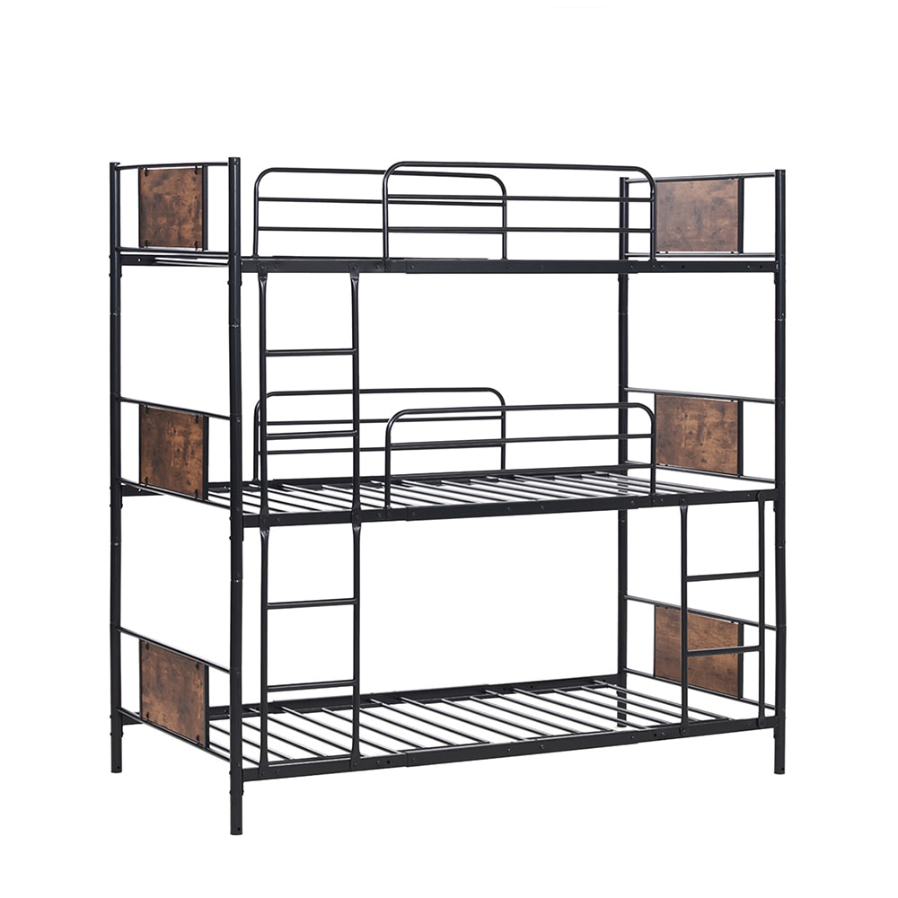 【新作】【ブラック】三段ベッド パイプベッド　分離可能 スチールベッド　子供部屋スチール 　耐震
