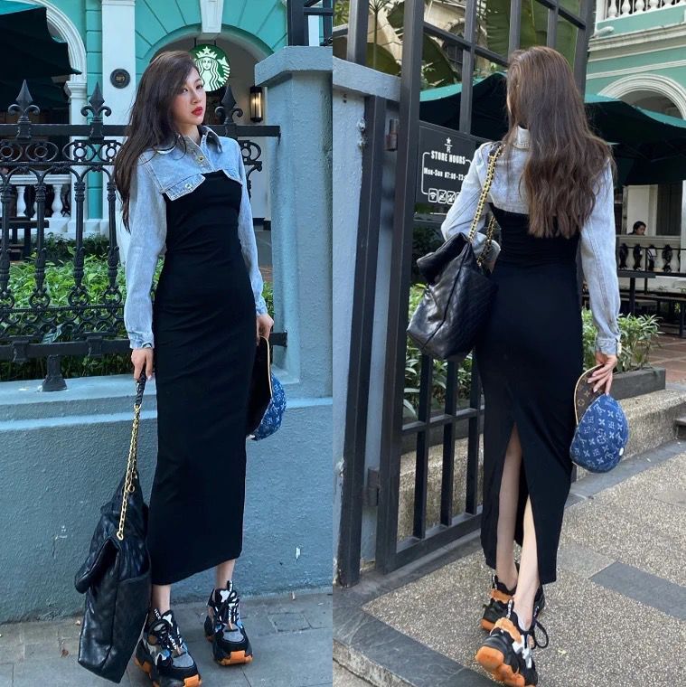 スリット レディース 長袖 デニム切り替え2475 5,385円