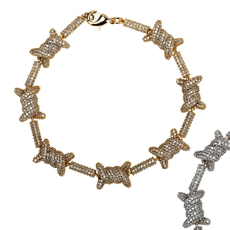 パヴェ 有刺鉄線チェーンブレスレット [b273]