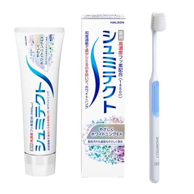他サイト： 【Amazon.co.jp限定】シュミテクト やさしくホワイトニングEX【医薬部外品】ホワイトニング 歯磨き粉 知覚過敏ケア 高濃度フッ素配合 + おまけ付きの商品画像
