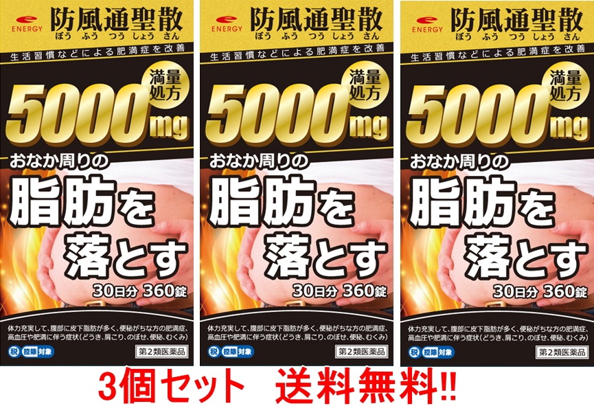 満量処方 エナジー 防風通聖散料 5000mg 360錠　3個　3ヶ月分 90日分 肥満症 便秘 むくみ 第2類医薬品