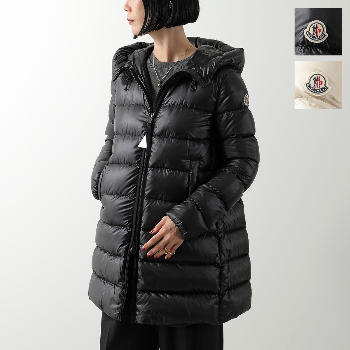 MONCLER モンクレール ダウンコート SUYENNE スイエン 1C00012 597YG レディース フード付き アイコンパッチ ナイロン 撥水 カラー2色