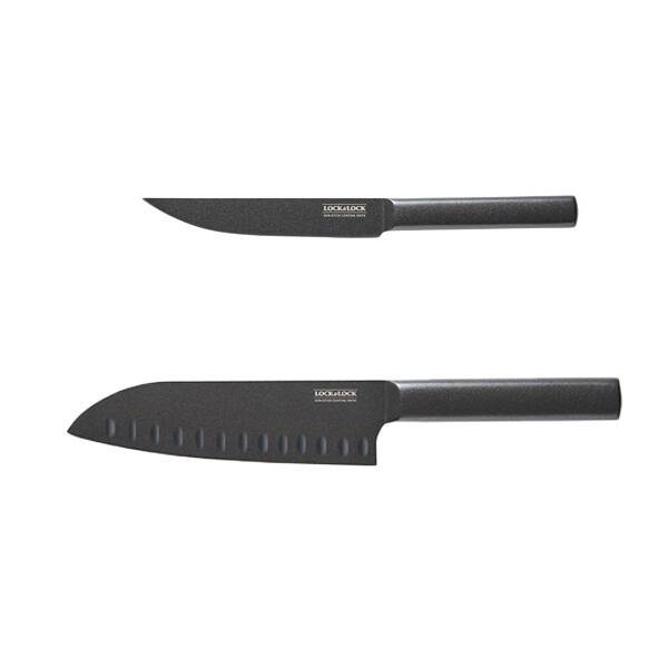 ノンスティック ナイフ 2種 (果物ナイフ+三徳 包丁) 厨房 ナイフセット