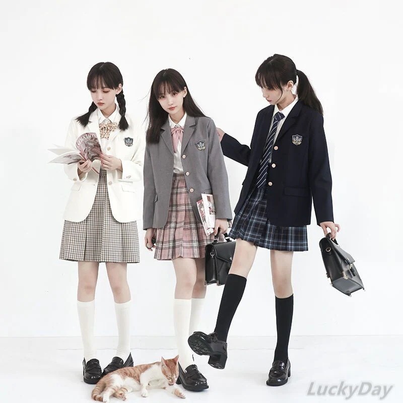 人気！ひと足お先にボア韓国版スーツ5点セットレトロアカデミア風ネクタイシャツスーツプリーツJK制服2023新作