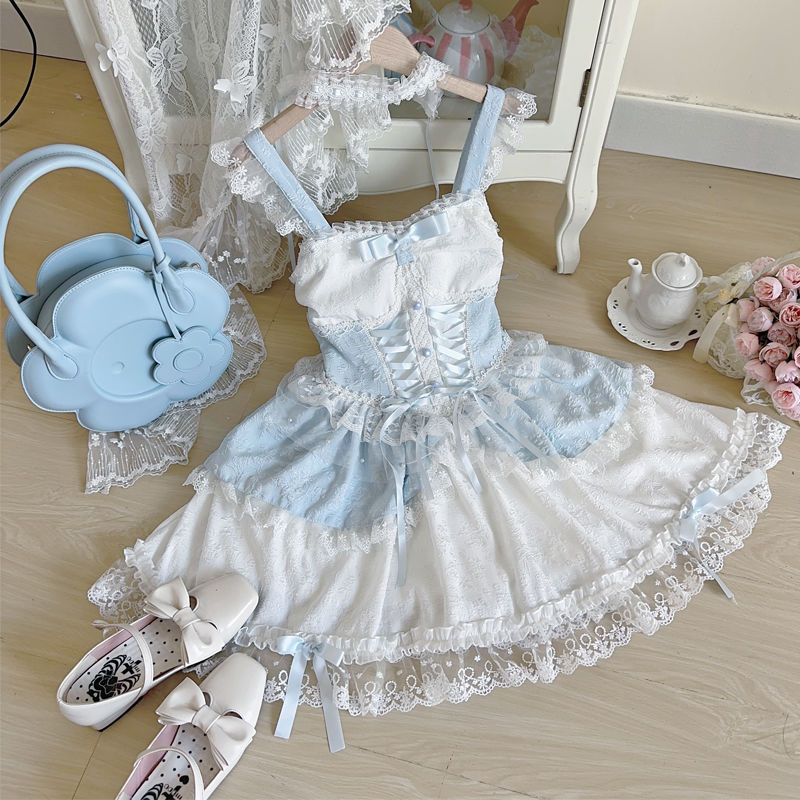 ロリータ コスプレ 2024新作 夏 ロリータ メイド服 洋服 jSK 花嫁 キャミソール ワンピース 三点セット