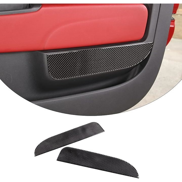 新型 フィアット 500 ドアキックガード ドアトリムカバー 汚れ キズ防止カバー 運転席側 助手席側2P 取付簡単 貼付タイプ 2枚セット( カーボン調, カーボン調)