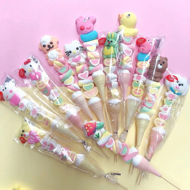 漫画マシュマロ ストリングひょうたんゼリー キャンディ ロリポップ バルク混合マシュマロ ストリング