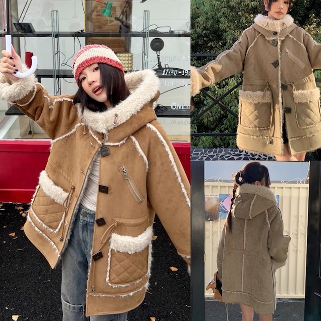 アウター　コート　フード　茶色　ファー　ジャケット