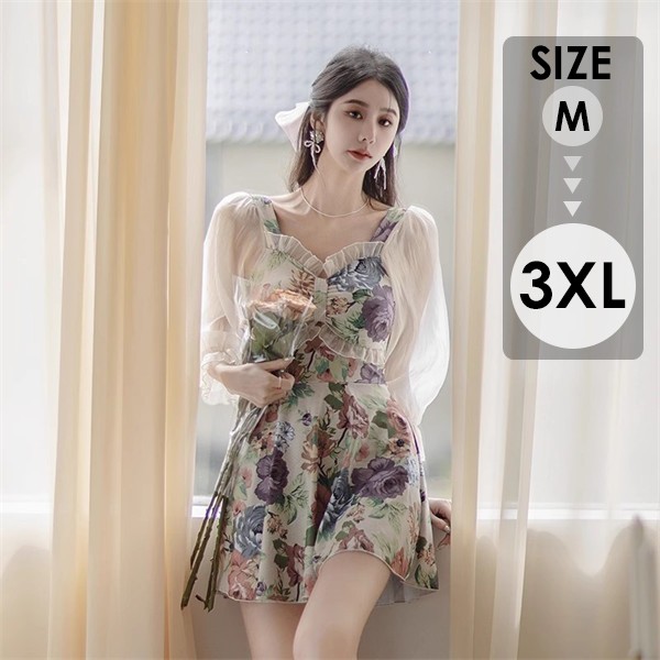 ワンピース水着 セクシー レディース 水着 体型カバー 可愛い 痩せ見え リゾート 温泉 ビーチ プール 海 水泳 オトナ女子 かわいい おしゃれ 花柄